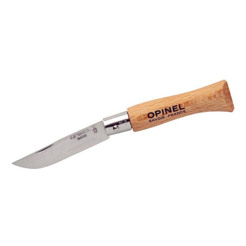 Opinel No 04 Taschenmesser, Buchenholz-Griff, Edelstahl, Rostfrei, Virobloc