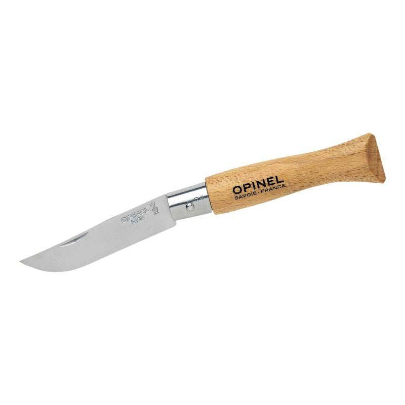 Opinel No 05 Taschenmesser, Buchenholz-Griff, Edelstahl, Rostfrei, Virobloc