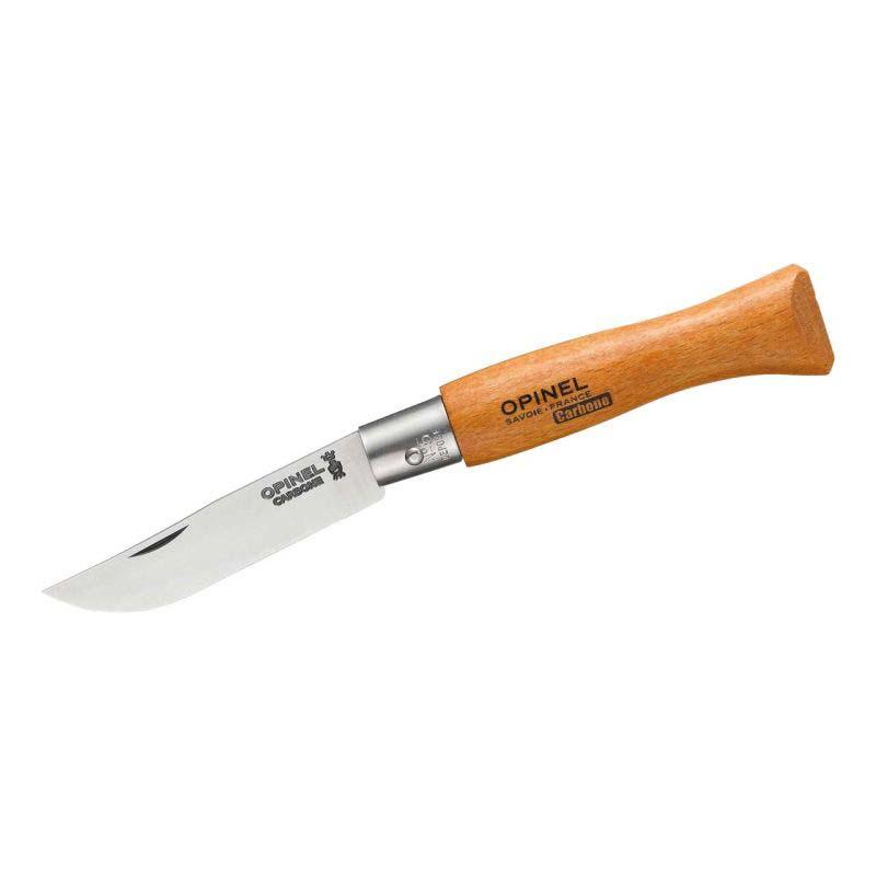 Opinel No 05 Taschenmesser, Buchenholz-Griff, Carbon, Nicht Rostfrei, Virobloc