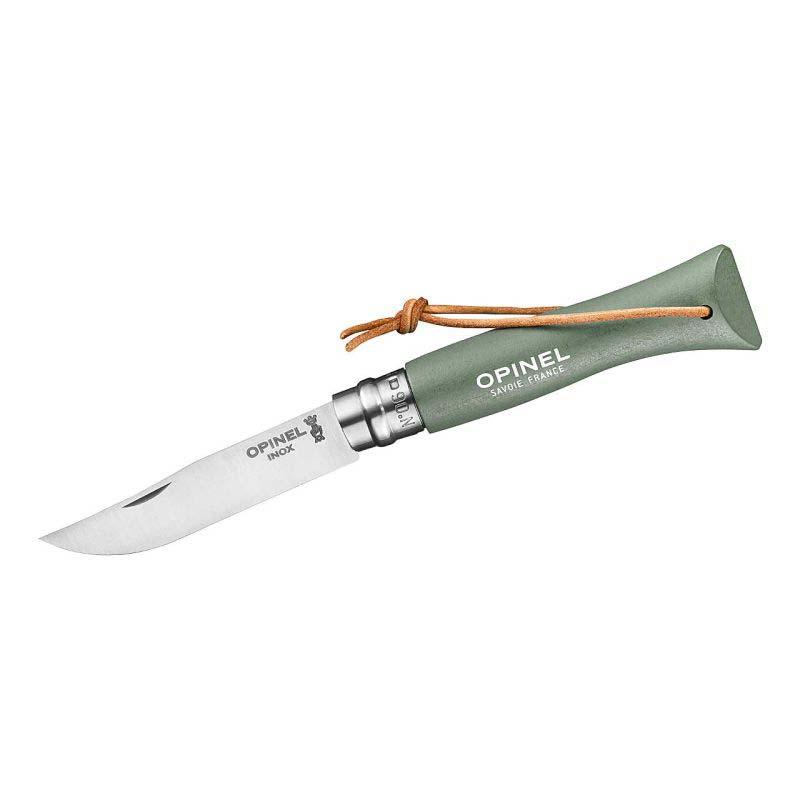 Produktbild Opinel No 06 Taschenmesser, Buchenholz-Griff, Edelstahl, Rostfrei, Virobloc, Lederkordel, Gr&uuml;n