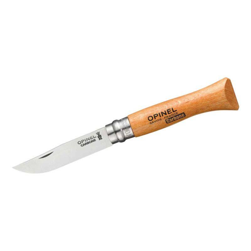 Opinel No 06 Taschenmesser, Buchenholz-Griff, Carbon, Nicht Rostfrei, Virobloc
