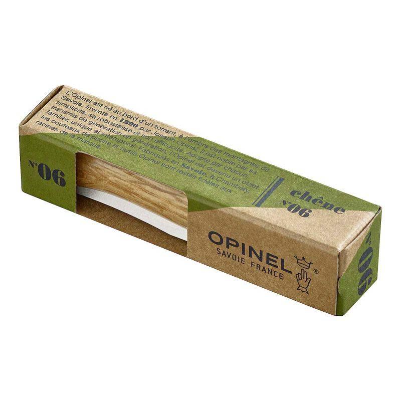Opinel No 06 Taschenmesser, Eichenholz-Griff, Edelstahl, Rostfrei, Virobloc