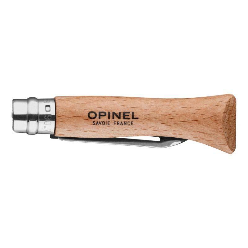 Opinel No 06 Taschen-Sch&auml;lmesser, Buche, Sandvik Stahl, Rostfrei, Virobloc, F&uuml;r Rh & Lh