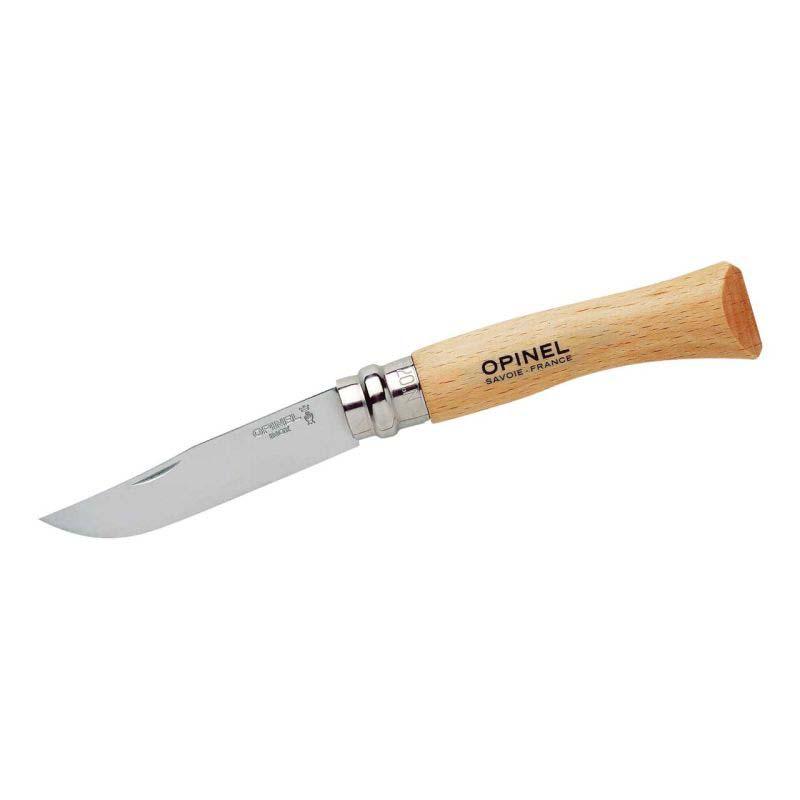 Opinel No 07 Taschenmesser, Buchenholz-Griff, Edelstahl, Rostfrei, Virobloc