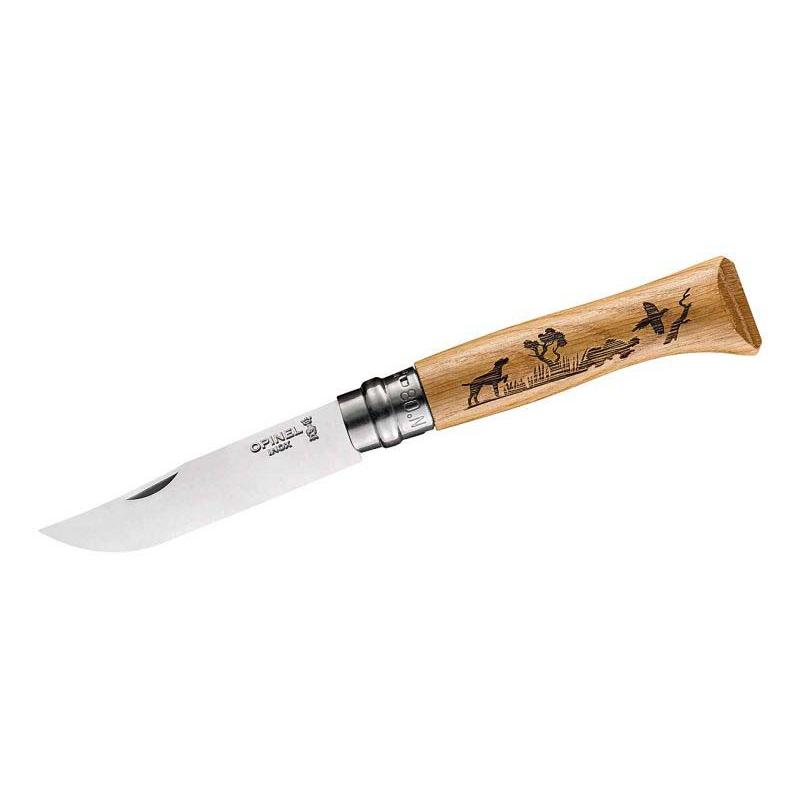 Opinel No 08 Animalia Taschenmesser, Virobloc, Eiche, Rostfrei, Sandvik Stahl, Hund