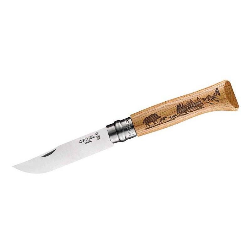 Opinel No 08 Animalia Taschenmesser, Virobloc, Eiche, Rostfrei, Sandvik Stahl, Wildschwein