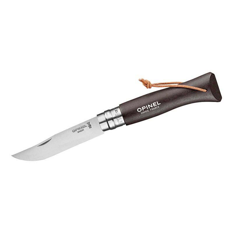Opinel No 08 Baroudeur Taschenmesser, Buche, Sandvik Stahl, Rostfrei, Virobloc, Schwarz