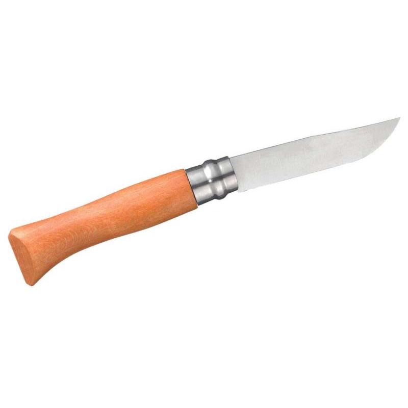 Opinel No 08 Taschenmesser, Buchenholz-Griff, Carbon, Nicht Rostfrei, Virobloc