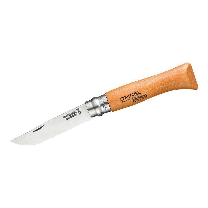 Opinel No 08 Taschenmesser, Carbon, Buchenholz-Griff, Nicht Rostfrei, Etui, Holzbox