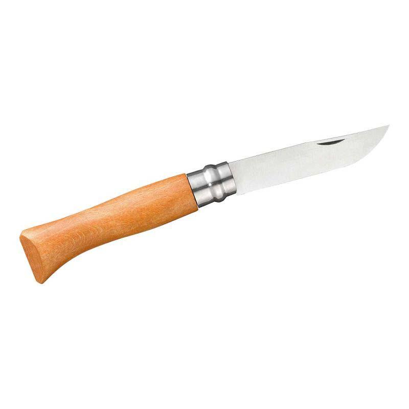 Opinel No 08 Taschenmesser, Carbon, Buchenholz-Griff, Nicht Rostfrei, Etui, Holzbox