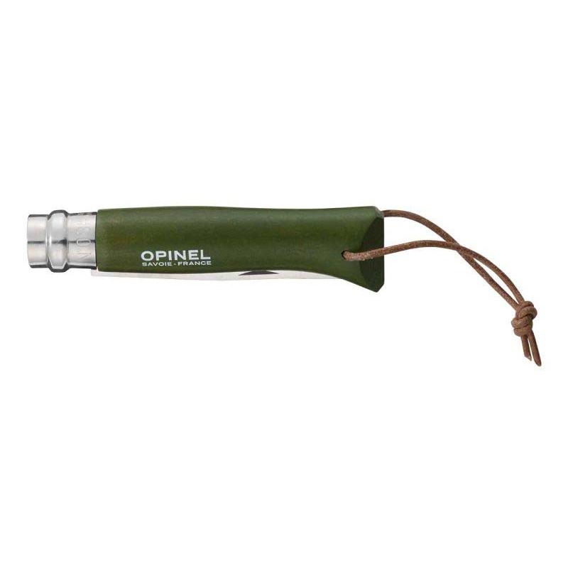 Opinel No 08 Baroudeur Taschenmesser, Buche, Sandvik Stahl, Rostfrei, Virobloc, Gr&uuml;n