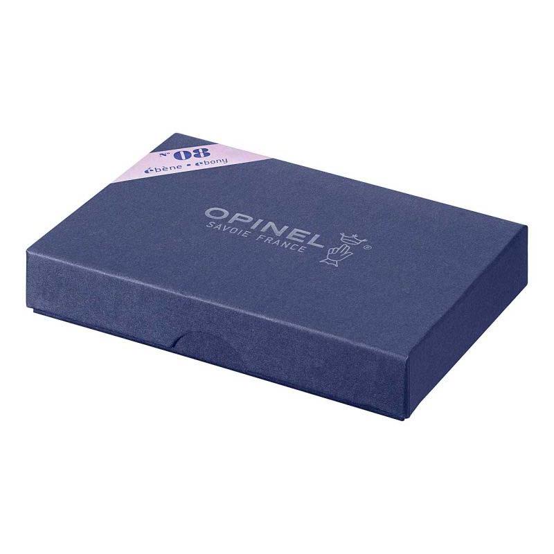 Opinel No 08 Taschenmesser, Ebenholz-Griff, Edelstahl, Rostfrei, Virobloc, Geschenkbox