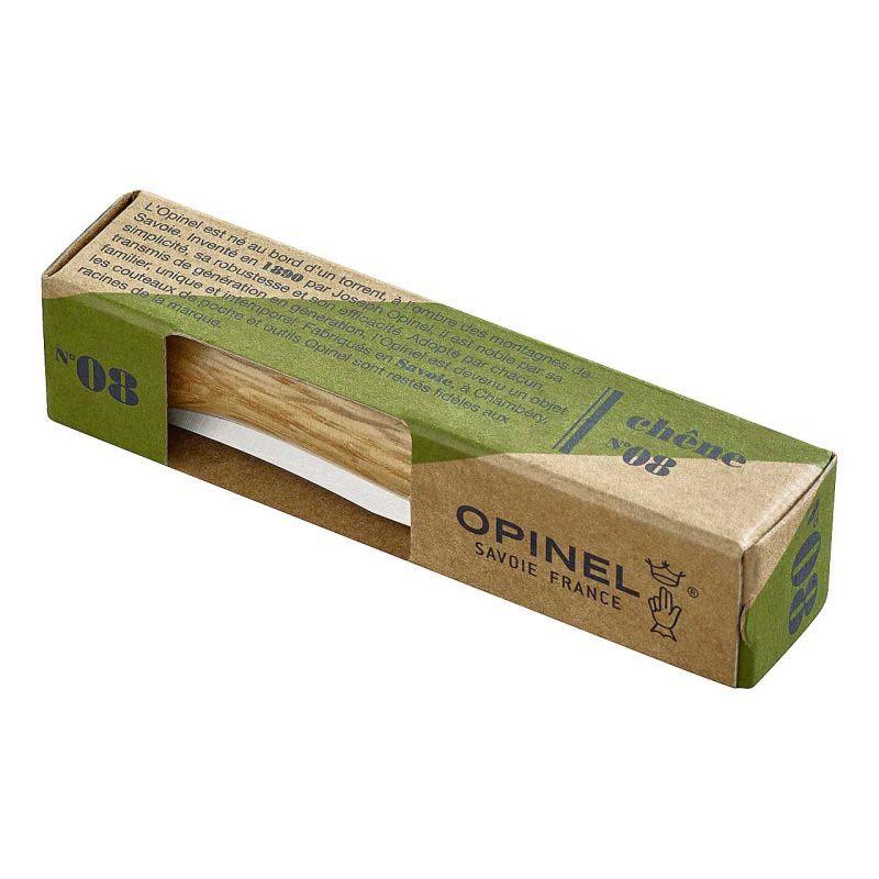 Opinel No 08 Taschenmesser, Eichenholz-Griff, Edelstahl, Rostfrei, Virobloc