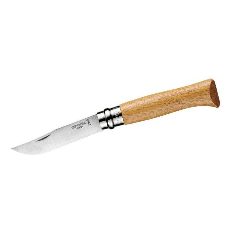 Opinel No 08 Taschenmesser, Eichenholz-Griff, Edelstahl, Rostfrei, Virobloc