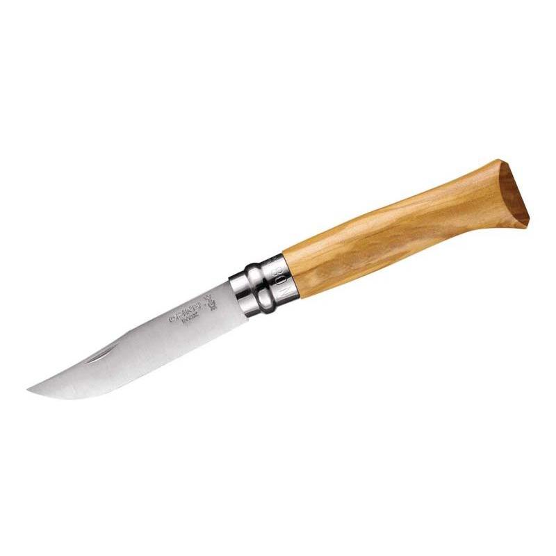 Opinel Messer No 08, Rostfrei, Olivenholz, Mit Etui, In Holzgeschenkbox