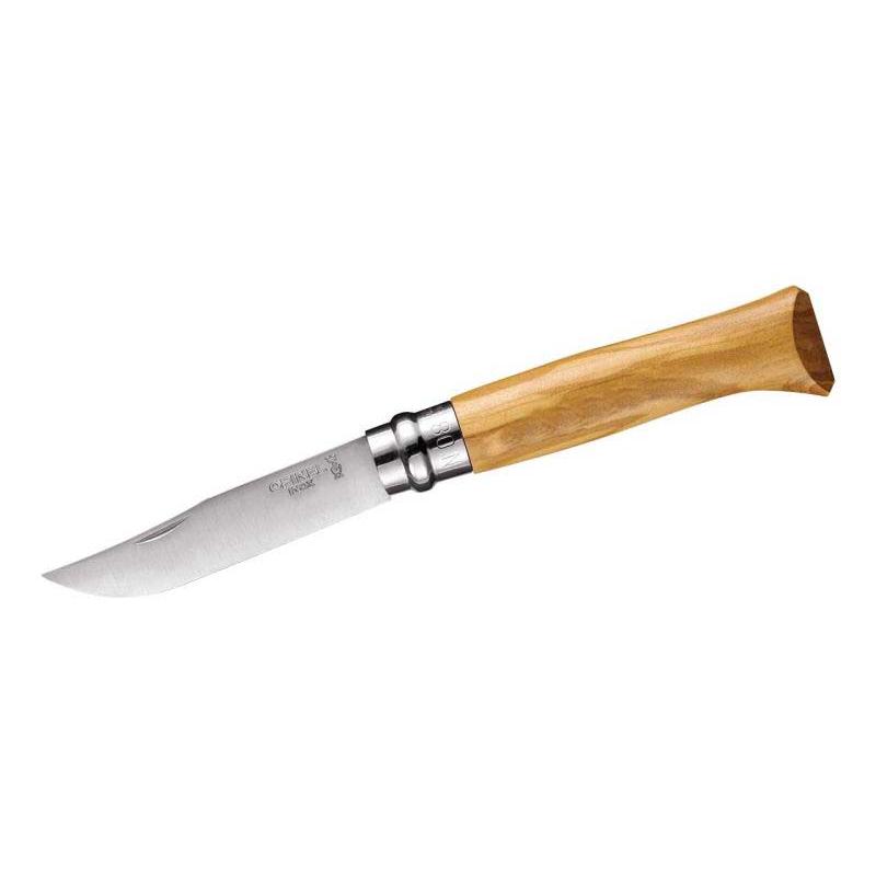 Opinel No 08 Taschenmesser, Olivenholz-Griff, Edelstahl, Rostfrei, Virobloc