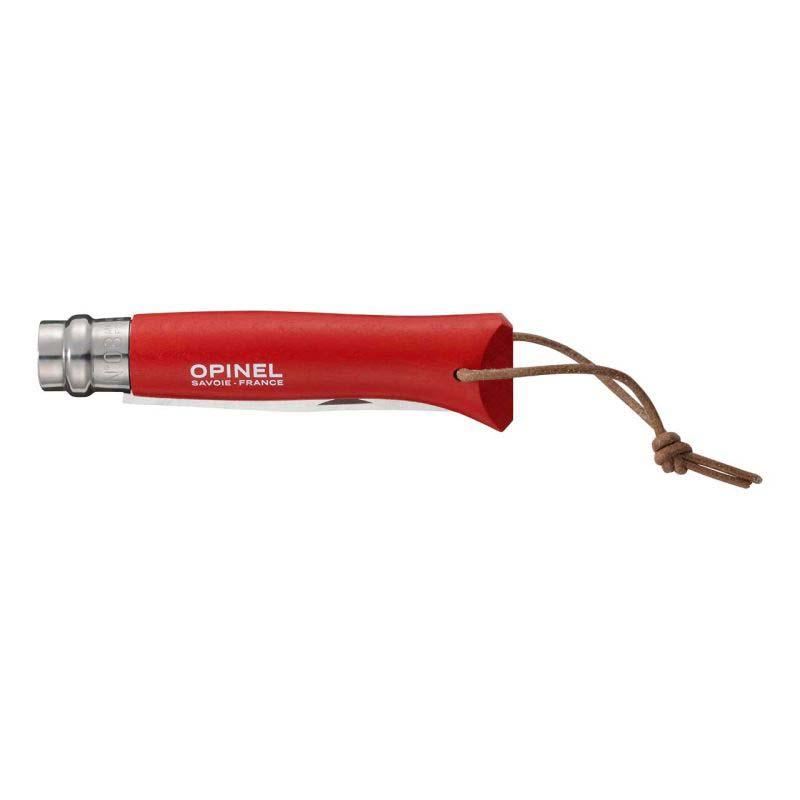 Opinel No 08 Baroudeur Taschenmesser, Buche, Sandvik Stahl, Rostfrei, Virobloc, Rot