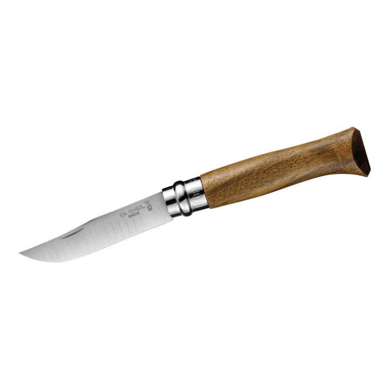 Opinel No 08 Taschenmesser, Walnussholz-Griff, Edelstahl, Rostfrei, Virobloc