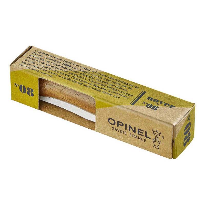 Opinel No 08 Taschenmesser, Walnussholz-Griff, Edelstahl, Rostfrei, Virobloc