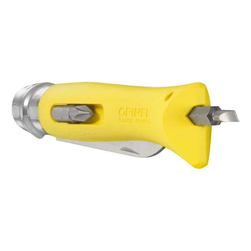 Opinel No 09 Diy Taschenmesser, Sandvik Stahl, Rostfrei, Polyamid, Gelb, 2 Bits, Abisolierer
