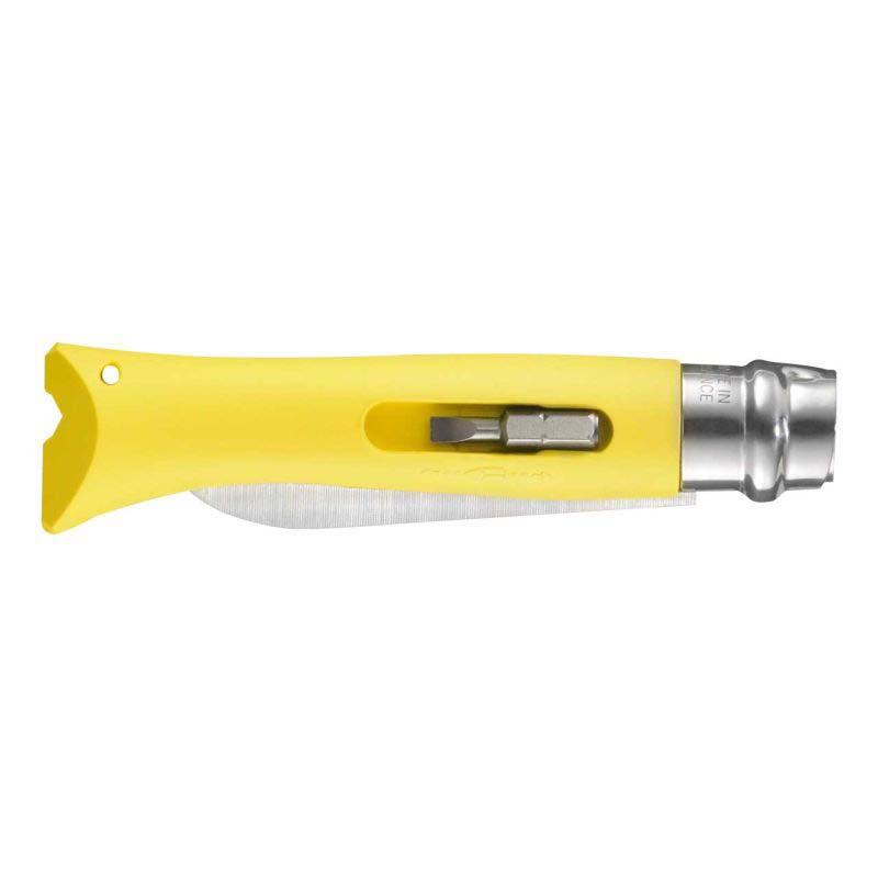 Opinel No 09 Diy Taschenmesser, Sandvik Stahl, Rostfrei, Polyamid, Gelb, 2 Bits, Abisolierer