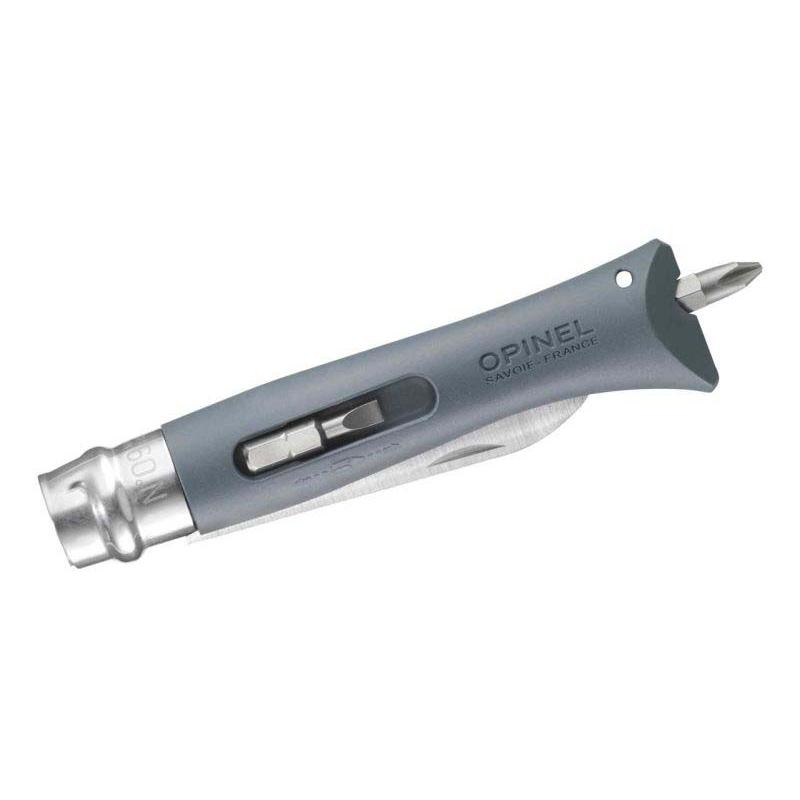 Opinel No 09 Diy Taschenmesser, Sandvik Stahl, Rostfrei, Polyamid, Grau, 2 Bits, Abisolierer