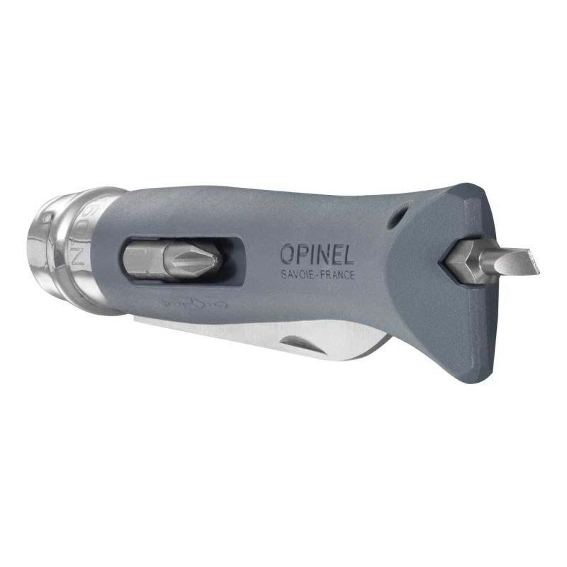 Opinel No 09 Diy Taschenmesser, Sandvik Stahl, Rostfrei, Polyamid, Grau, 2 Bits, Abisolierer