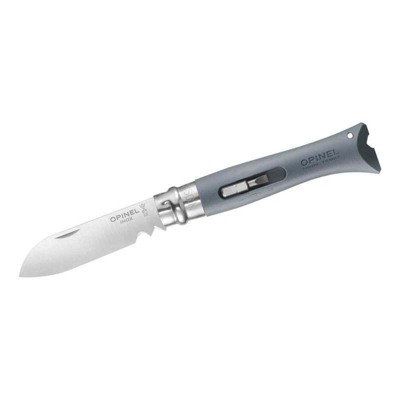 Opinel No 09 Diy Taschenmesser, Sandvik Stahl, Rostfrei, Polyamid, Grau, 2 Bits, Abisolierer