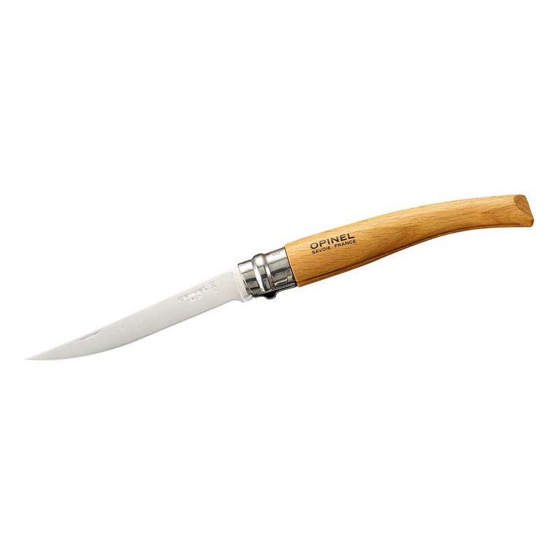 Opinel No 10 Effile Taschenmesser, Buchenholz-Griff, Edelstahl, Rostfrei, Virobloc
