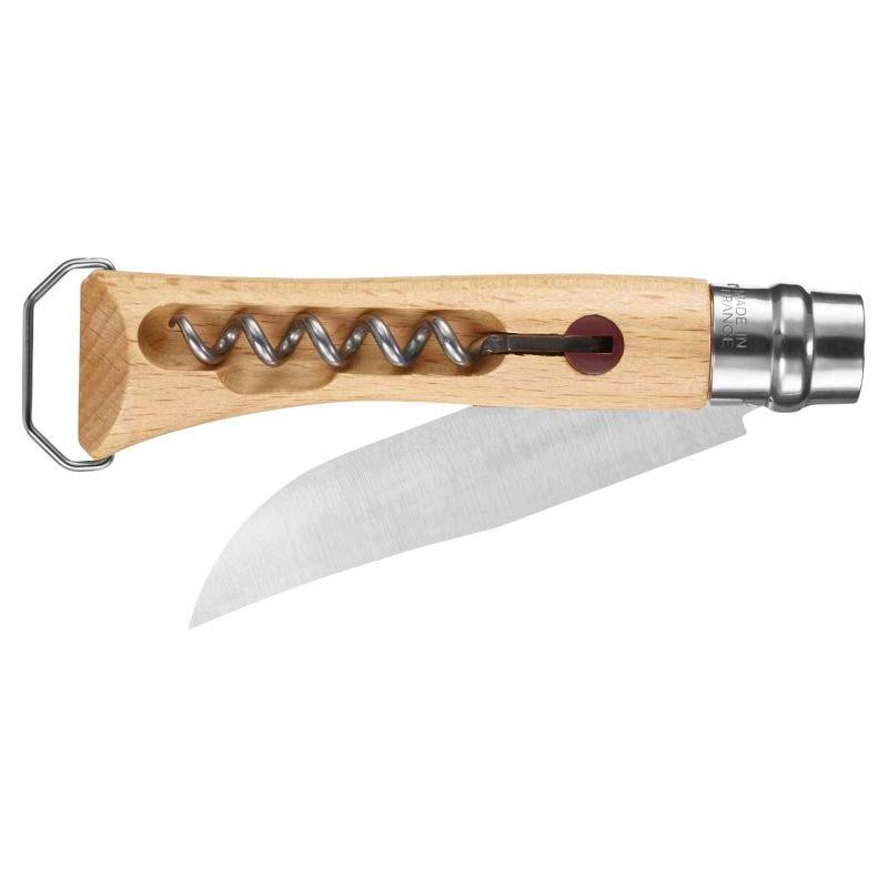 Opinel No 10 Taschenmesser, Mit Korkenz. Und Flaschen&ouml;ffner, Buche, Edelstahl, Rostfrei, Virobloc