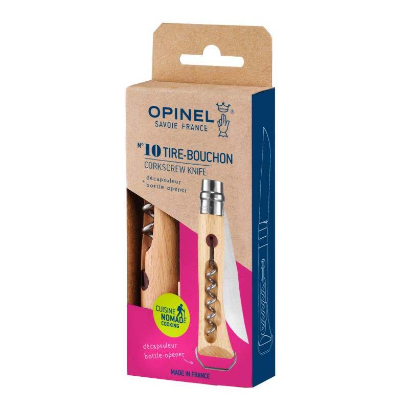 Opinel No 10 Taschenmesser, Mit Korkenz. Und Flaschen&ouml;ffner, Buche, Edelstahl, Rostfrei, Virobloc