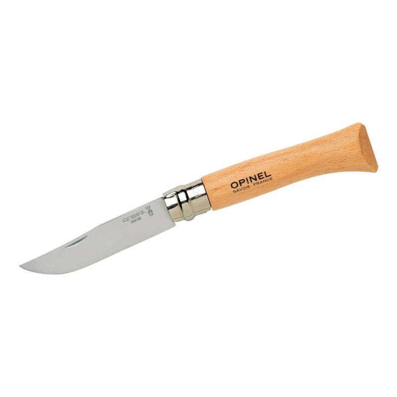 Opinel No 10 Taschenmesser, Buchenholz-Griff, Edelstahl, Rostfrei, Virobloc