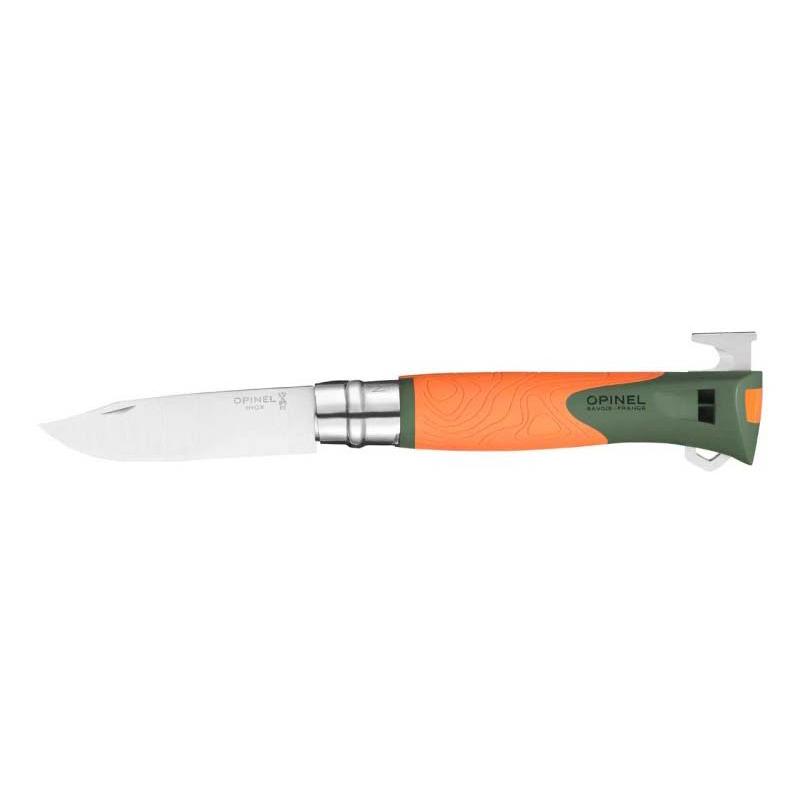 Opinel No 12 Explore Taschenmesser Mit Zeckenzange, Sandvik Stahl, Rostfrei, Orange/Grau, Virobloc