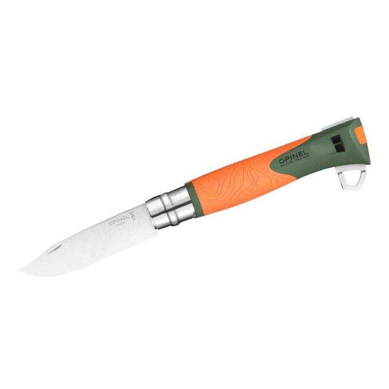 Opinel No 12 Explore Taschenmesser Mit Zeckenzange, Sandvik Stahl, Rostfrei, Orange/Grau, Virobloc