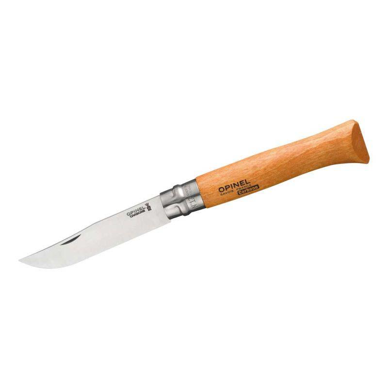 Opinel No 12 Taschenmesser, Carbon, Nicht Rostfrei, Virobloc, Buchenholz-Griff