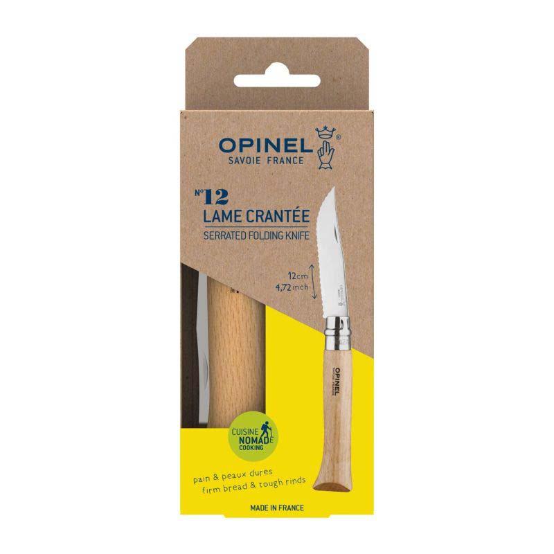 Opinel No 12 Taschenmesser Mit S&auml;gezahnung, Sandvik Stahl, Rostfrei, Virobloc, Buche