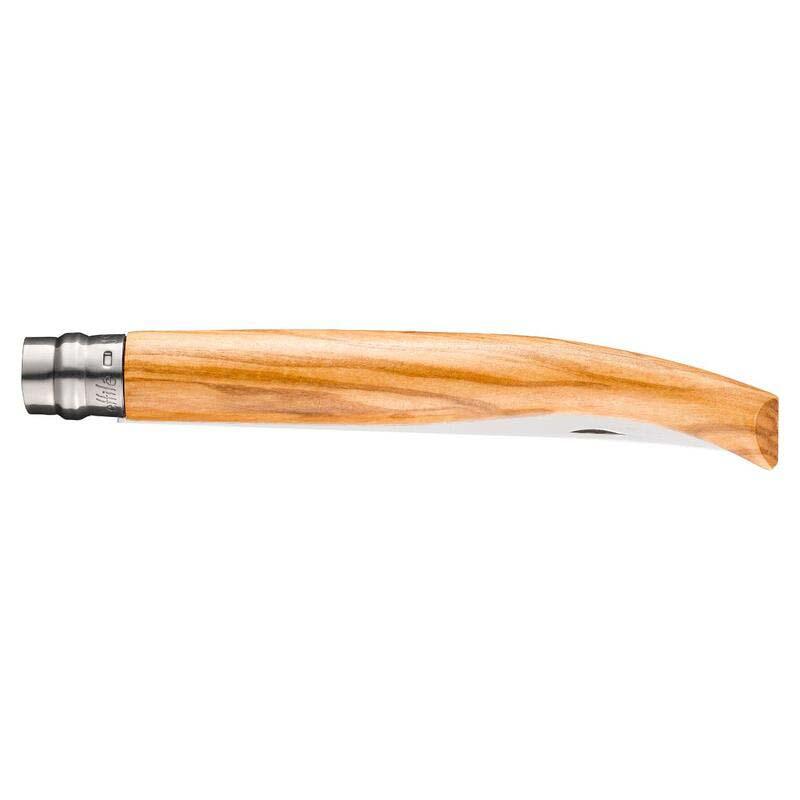 Opinel No 15 Effile Filetiermesser, Sandvik 12C27-Stahl, Rostfrei, Virobloc, Olivenholz-Griff