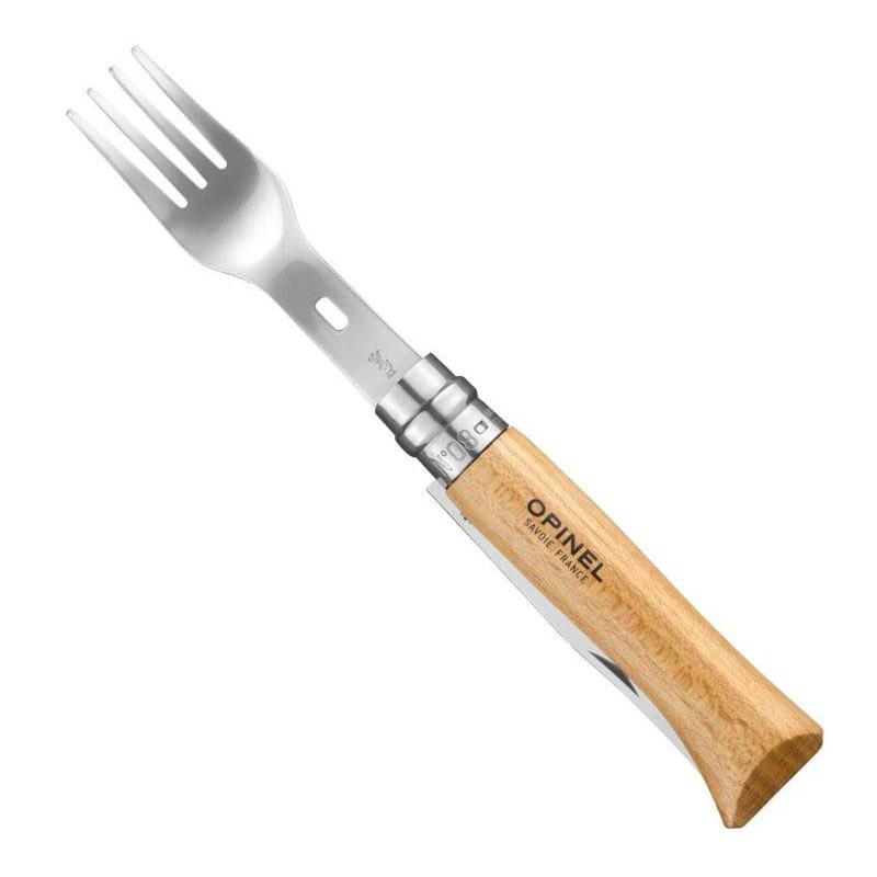 Opinel Picnic Plus Set, 4-Teilig, No 08 Messer, Servietten-Etui, Zwei Eins&auml;tze, Gabel, L&ouml;ffel