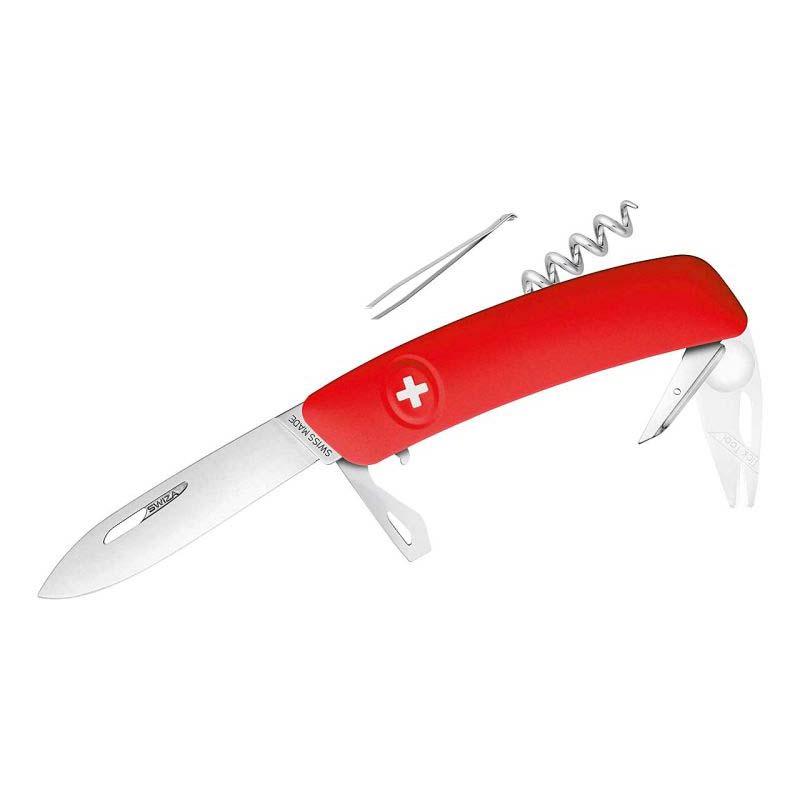 Swiza Tt03 Schweizer-Messer, Aisi 440 Stahl, Arretierung, Anti-Rutsch-Griff, 11 Funktionen, Rot