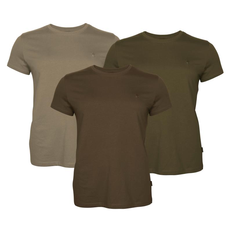 Produktbild Pinewood 3-Pack Women T-Shirt Green/H.Brown/Khaki L