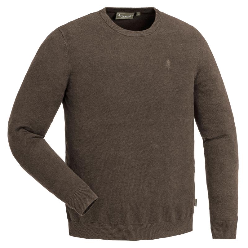 Pinewood V&auml;rnamo Crewneck Knitted Sweater Brown Melange S
