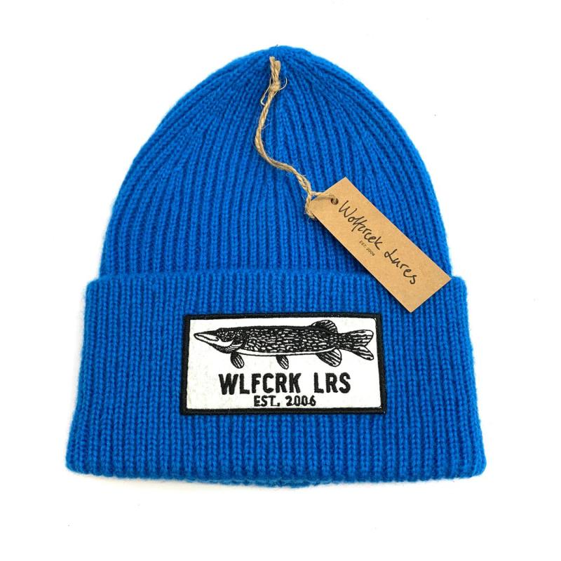 Pike Patch Knitted Beanie, Azure Blue