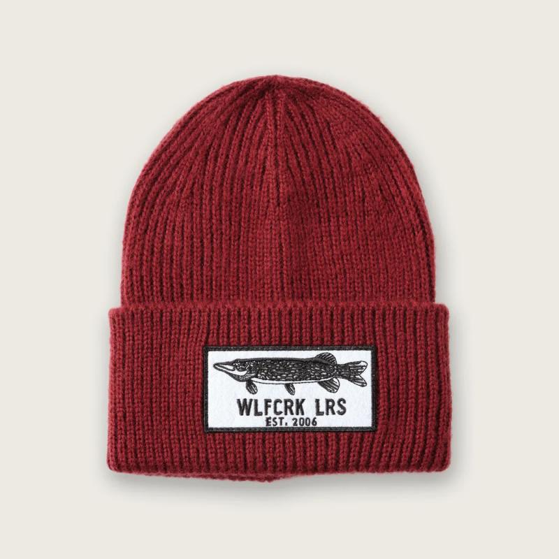 Pike Patch Knitted Beanie, Maroon