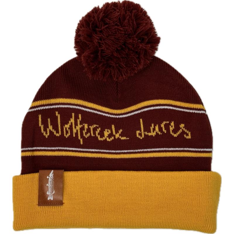 Classic Logo Pom Pom Beanie - Burgundy/Mustard