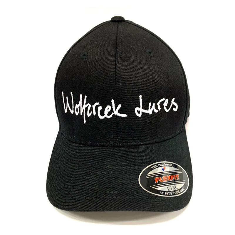 Wolfcreek Lures Classic Logo Flexfit, Black, S/M
