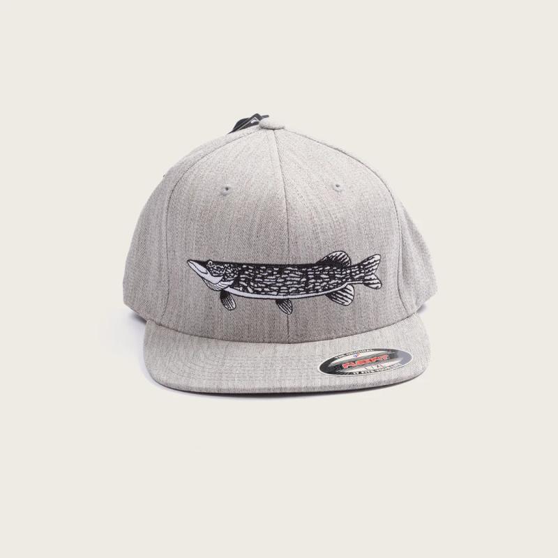 Pike Logo Flexfit Fitted Flat Visor, Grey Heater, L/XL