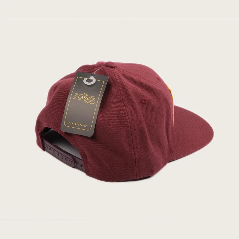 Pike Patch Snapback Fitted Flat Visor, Burgundy, One Size