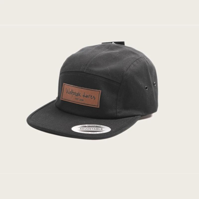 Five Panel Cap Leather patch Black