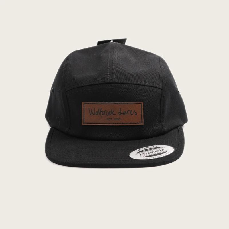 Five Panel Cap Leather patch Black