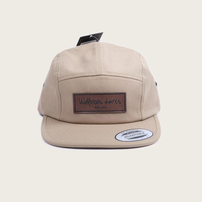 Five Panel Cap Leather Patch Khaki